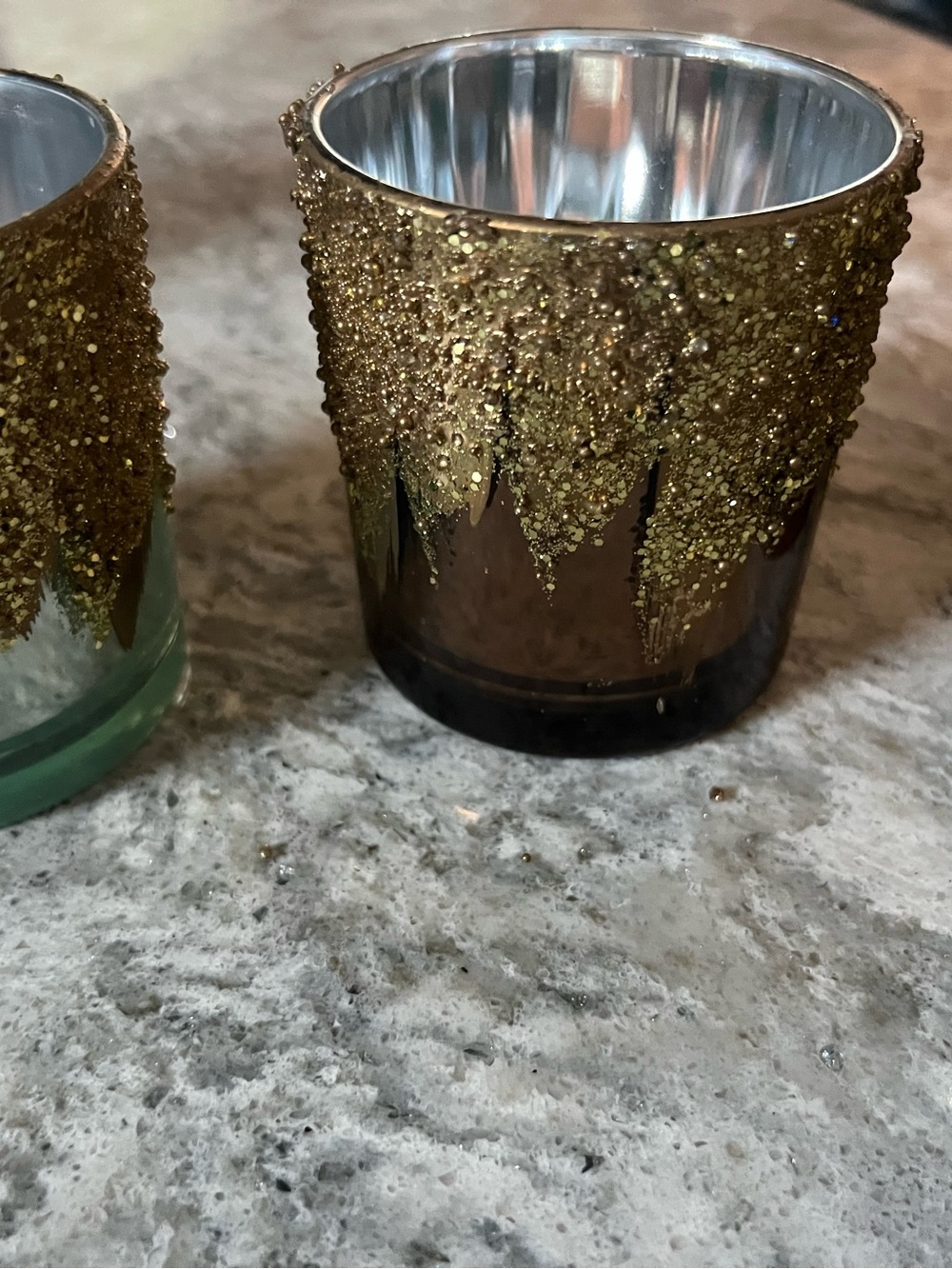 Gold Glitter Drip Votive Candle Holder - Unbranded